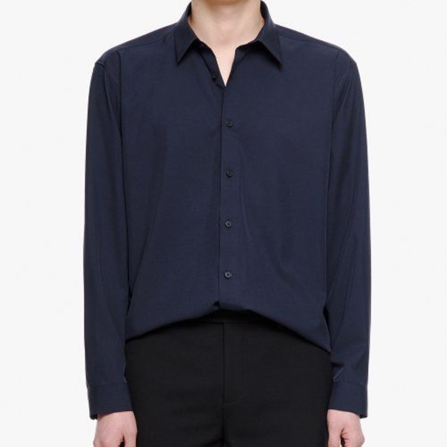 Relaxed Fit Silky Shirt [Dark Navy]
