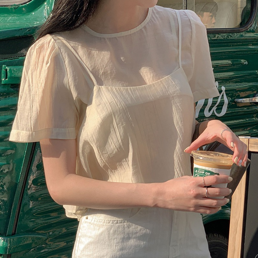 Cherry Blossom Layered Bustier Blouse Set