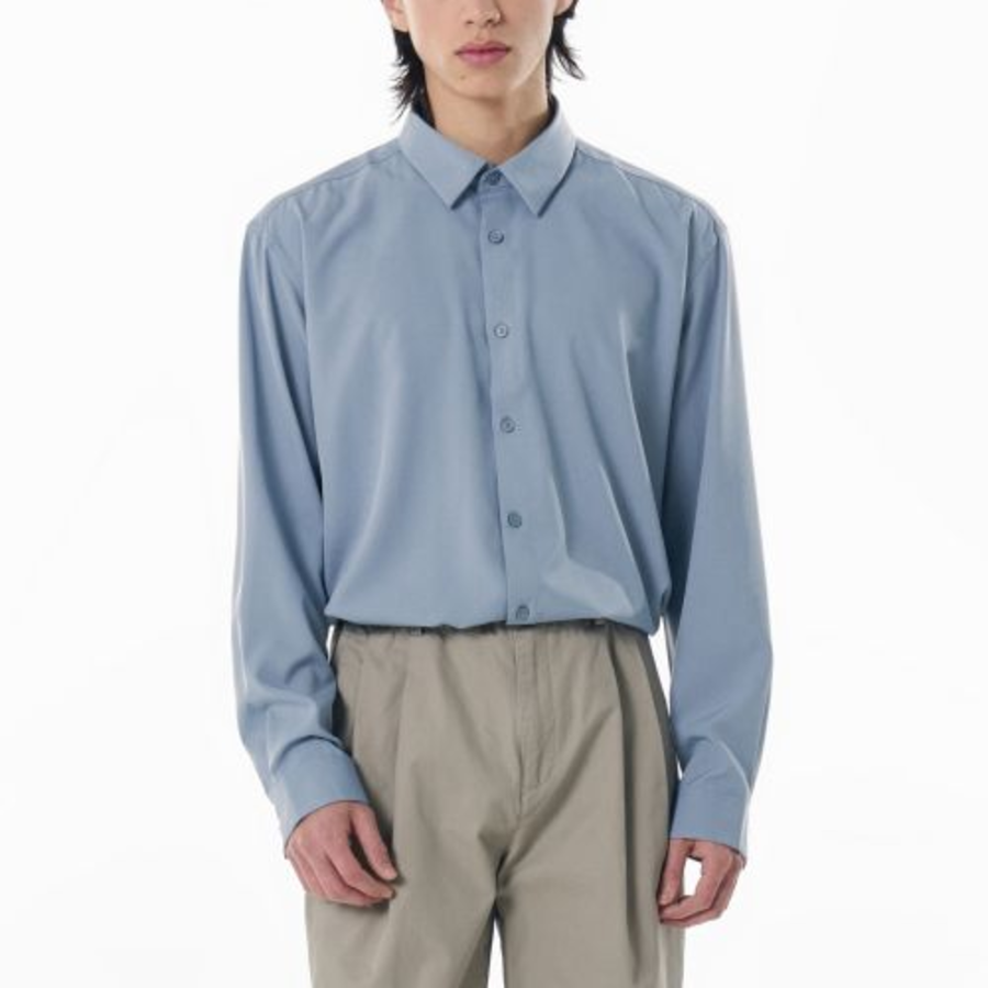 Relaxed Fit Silky Shirt [Greyish Blue]