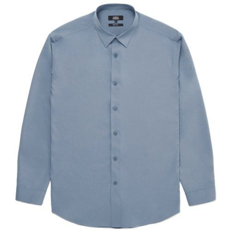 Relaxed Fit Silky Shirt [Greyish Blue]
