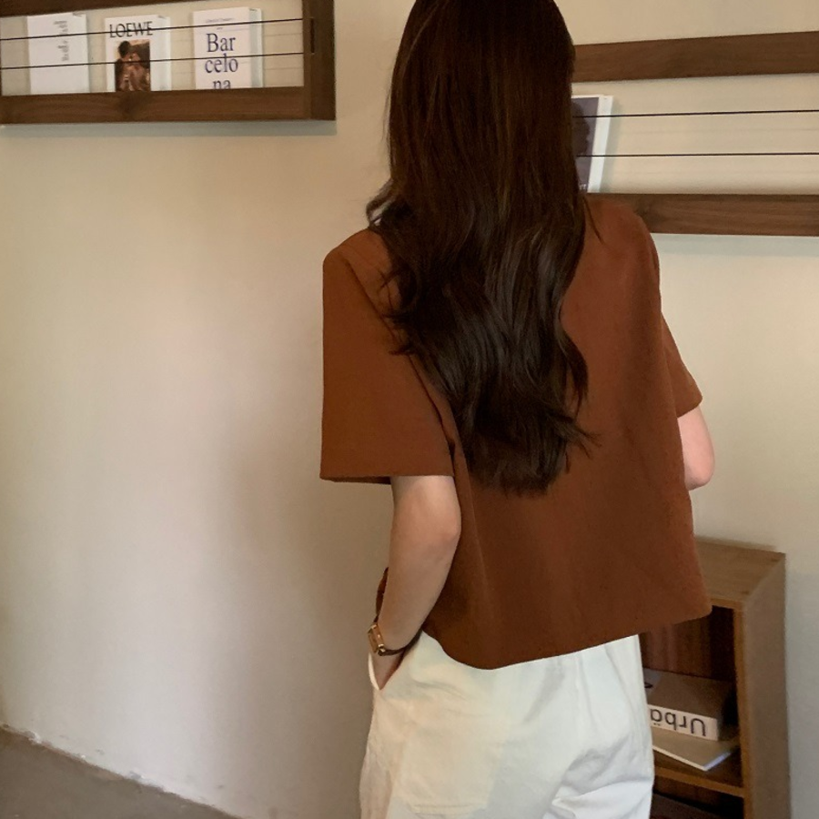 Mood – блузка Collar Button Crop Shirt Blouse