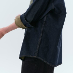 Big Brush Oversized Denim Shirt [Yellow Dark Blue]