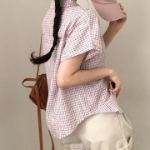 Pi – рубашка Rolled-Sleeve Vintage Check Loose-Fit Short-Sleeve Shirt