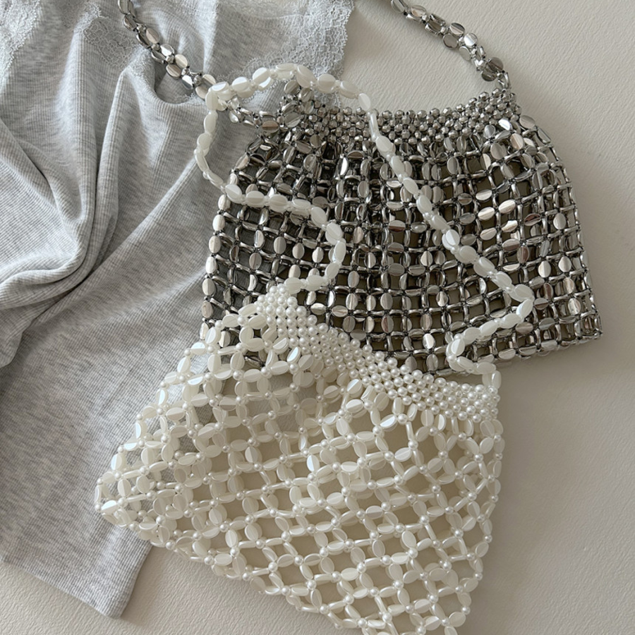 Pearl Silver Beaded Mini Bag — сияние лета в каждом образе
