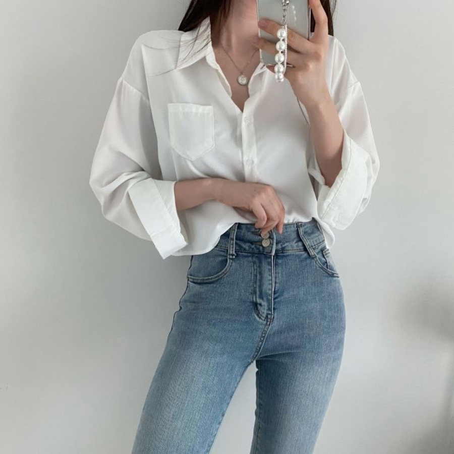 French – рубашка Cotton Crop Shirt