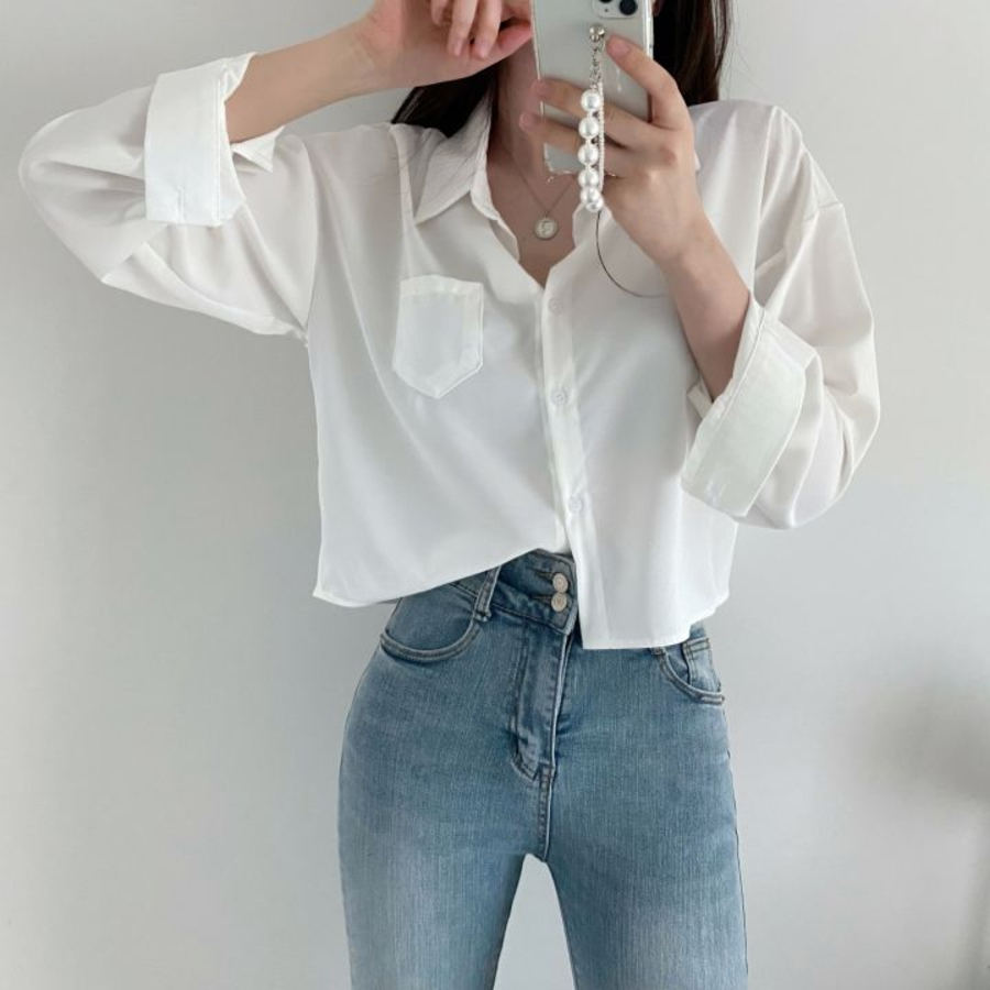 French – рубашка Cotton Crop Shirt