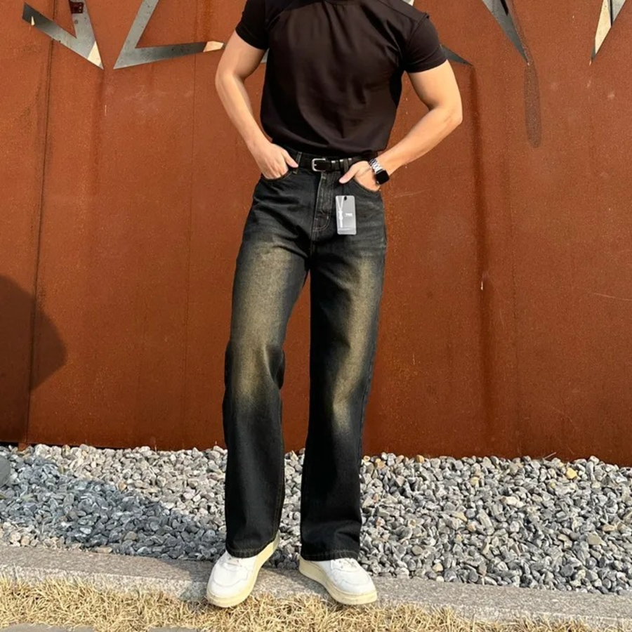 Black Washed Denim Pants