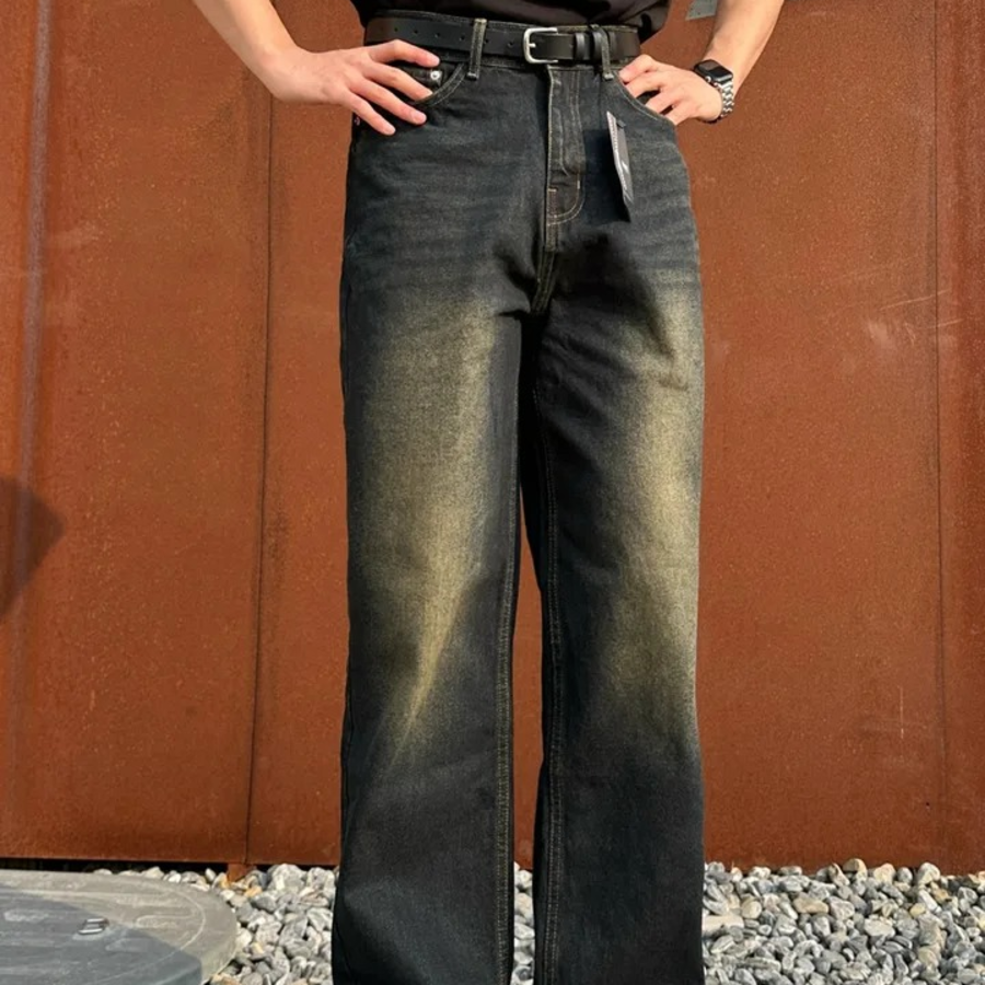 Black Washed Denim Pants