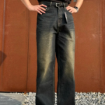 Black Washed Denim Pants