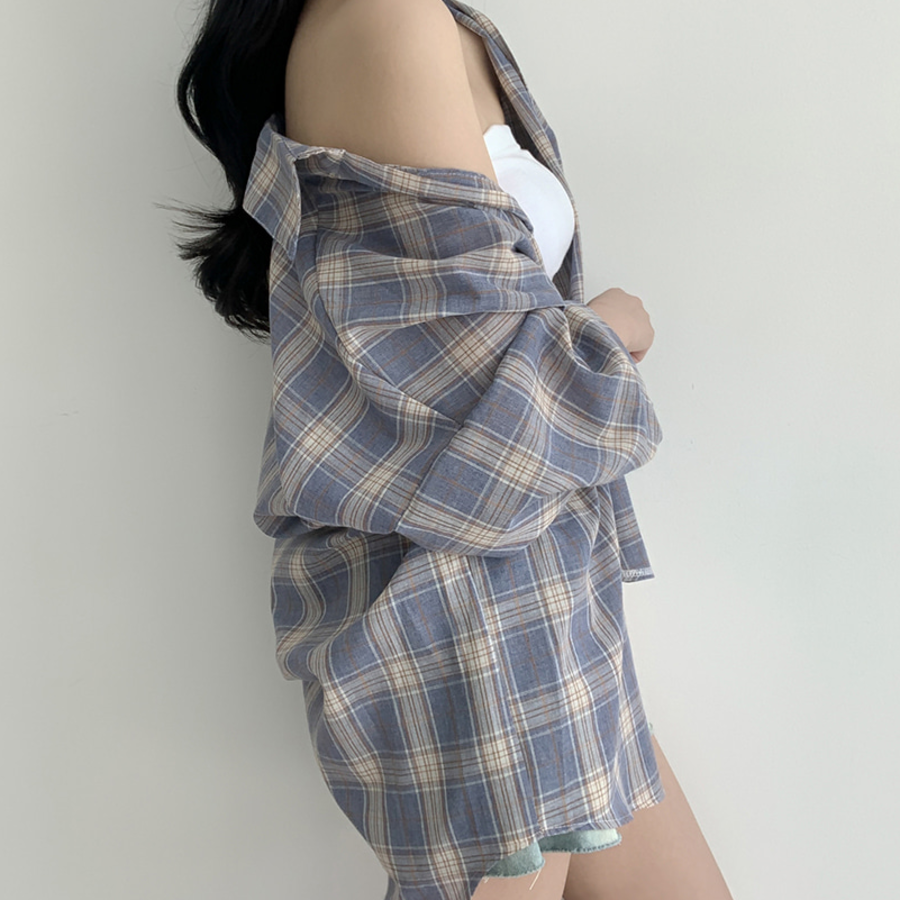 Defo Oversized Long Check Shirt