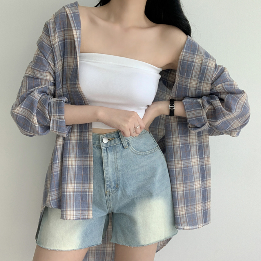 Defo Oversized Long Check Shirt