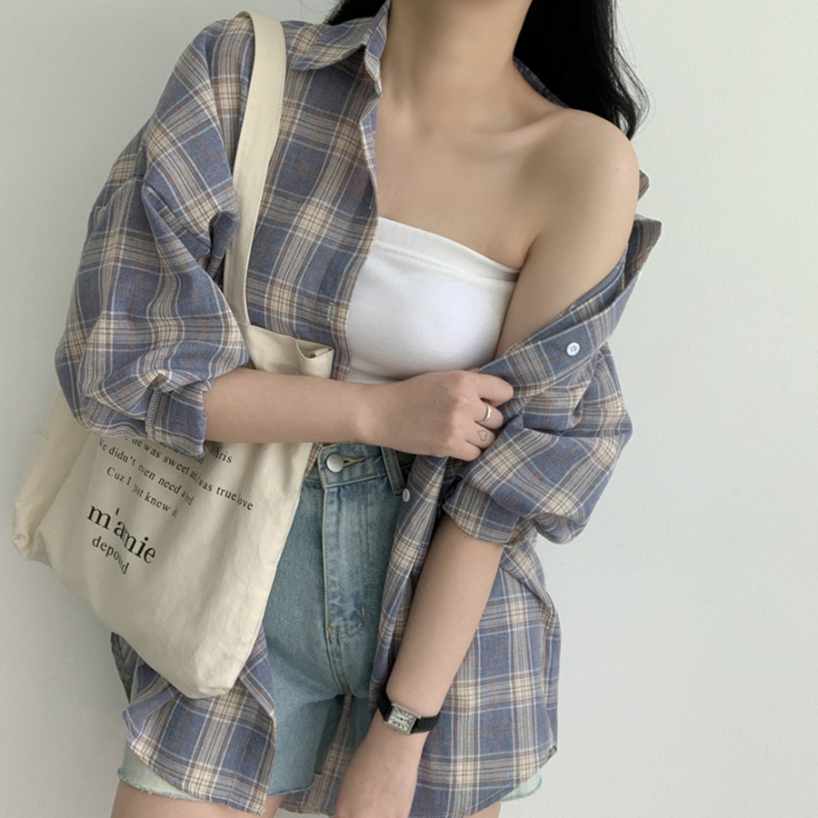 Defo Oversized Long Check Shirt