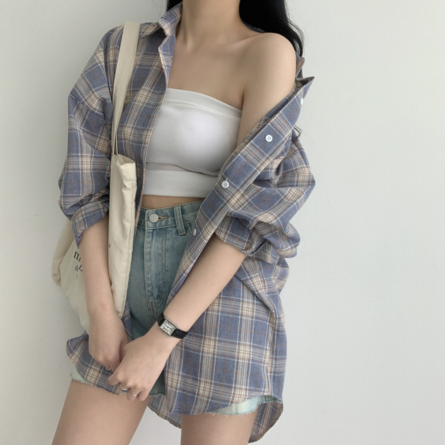 Defo Oversized Long Check Shirt