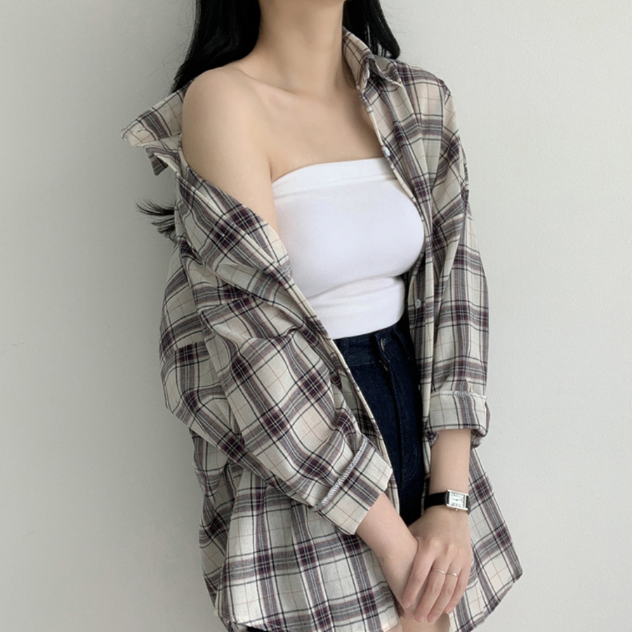 Defo Oversized Long Check Shirt