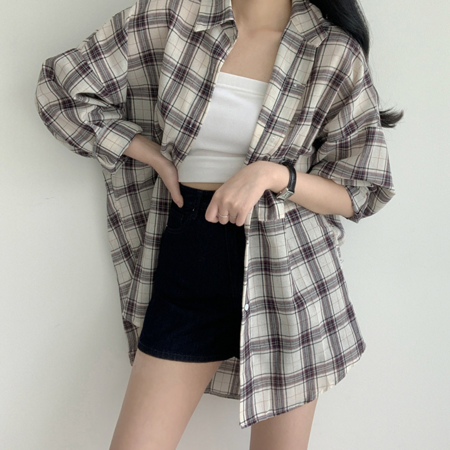 Defo Oversized Long Check Shirt
