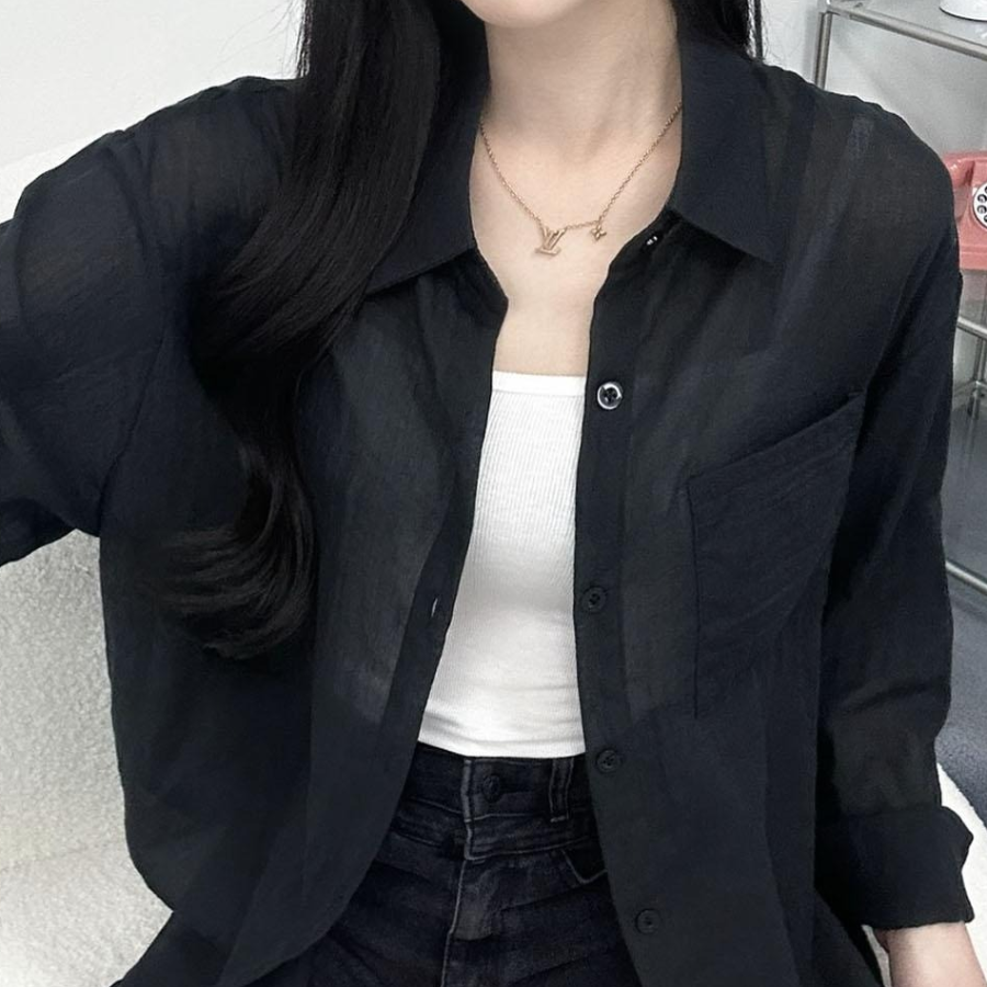 Summer Gauze See-Through Thin Shirt