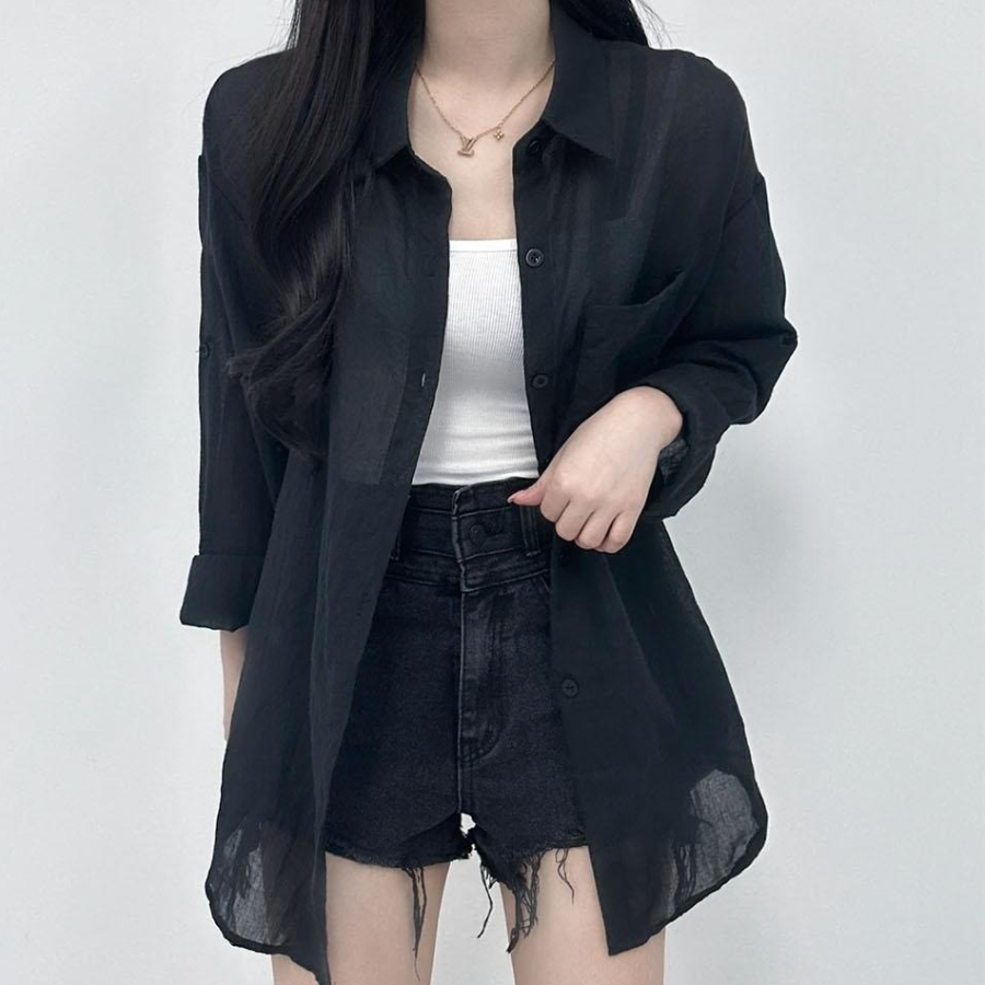 Summer Gauze See-Through Thin Shirt