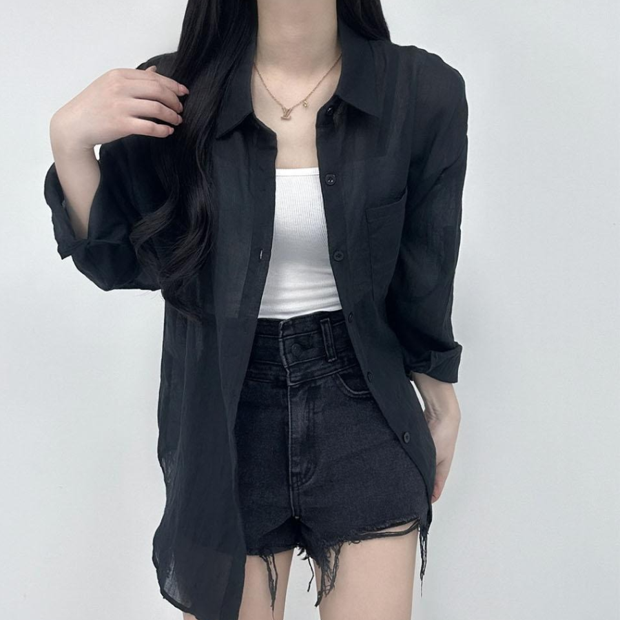 Summer Gauze See-Through Thin Shirt