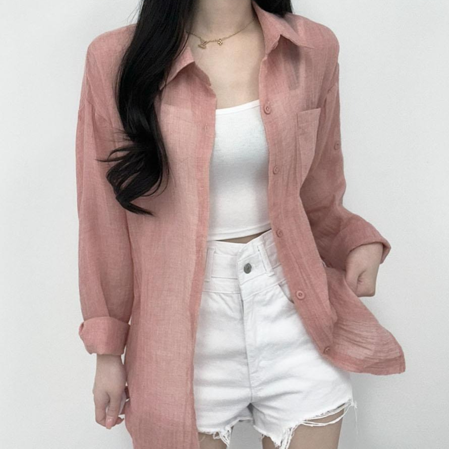 Summer Gauze See-Through Thin Shirt