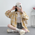 Unisex Oversized Vintage Check Balloon Long Sleeve Shirt