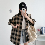 Unisex Oversized Vintage Check Balloon Long Sleeve Shirt