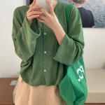 Round-Neck Slub Cardigan