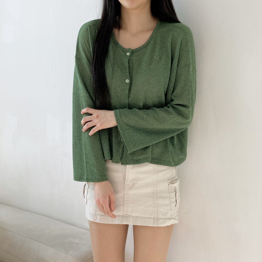 Round-Neck Slub Cardigan