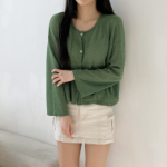 Round-Neck Slub Cardigan