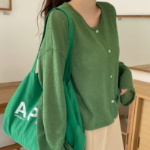 Round-Neck Slub Cardigan