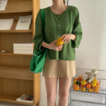 Round-Neck Slub Cardigan