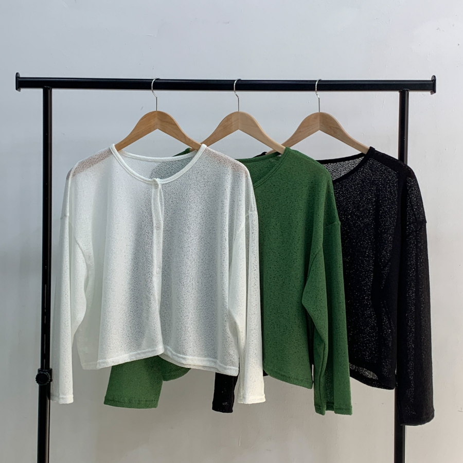 Round-Neck Slub Cardigan