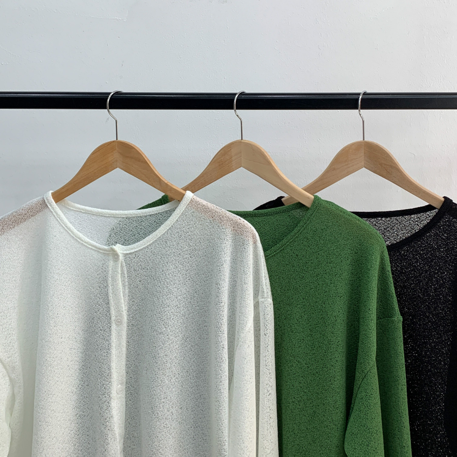 Round-Neck Slub Cardigan