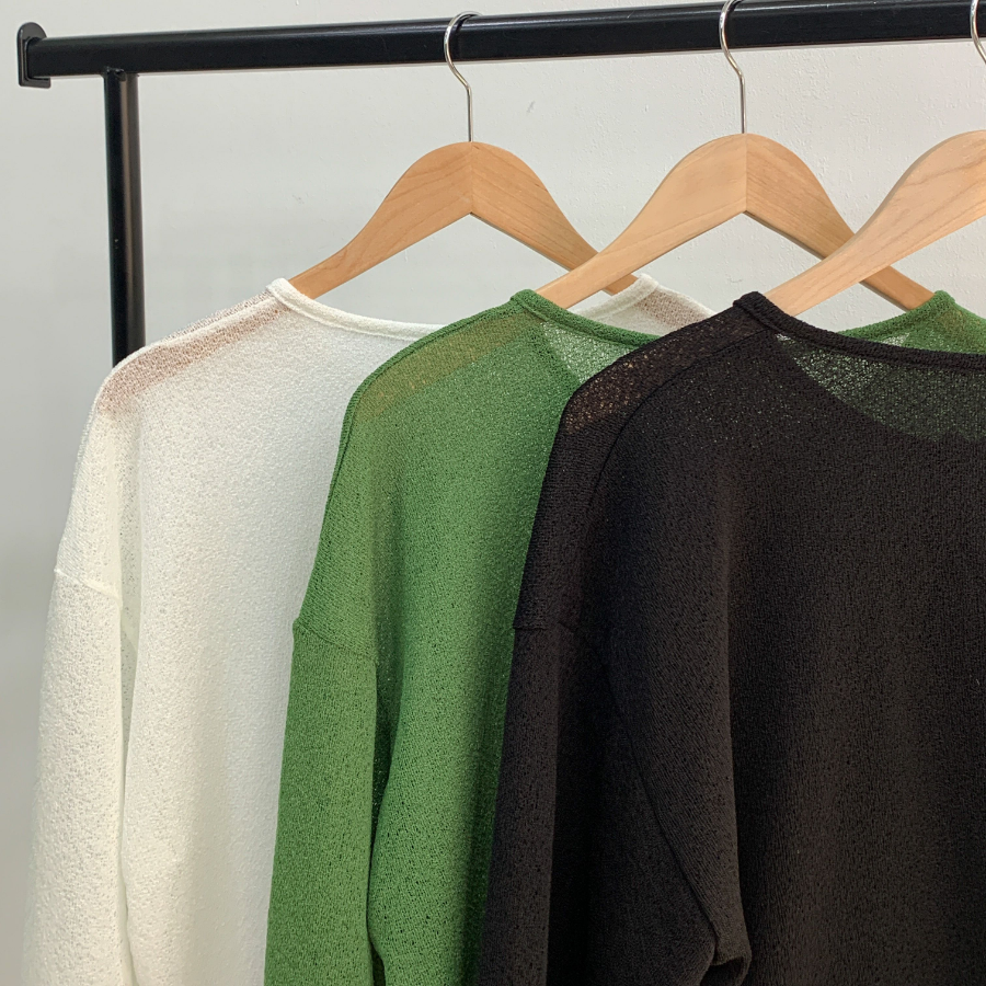 Round-Neck Slub Cardigan