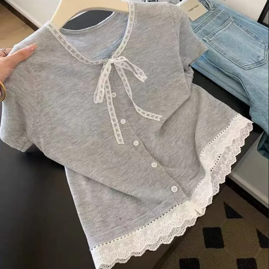 Ella Lace Short Sleeve Knit Cardigan