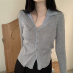 Shirt Collar Layered Cardigan