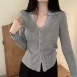 Shirt Collar Layered Cardigan