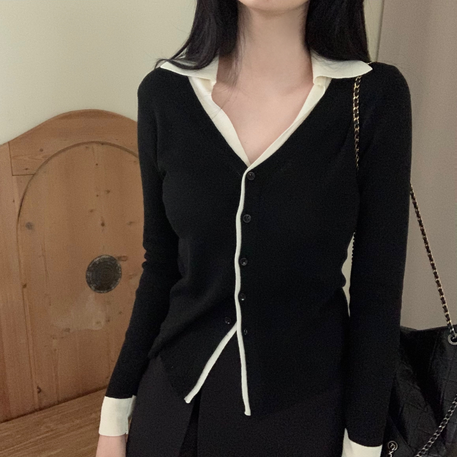 Shirt Collar Layered Cardigan