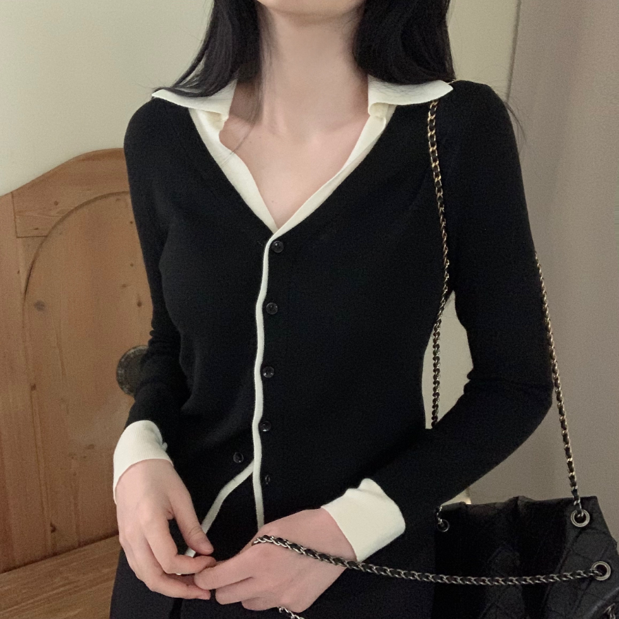 Shirt Collar Layered Cardigan