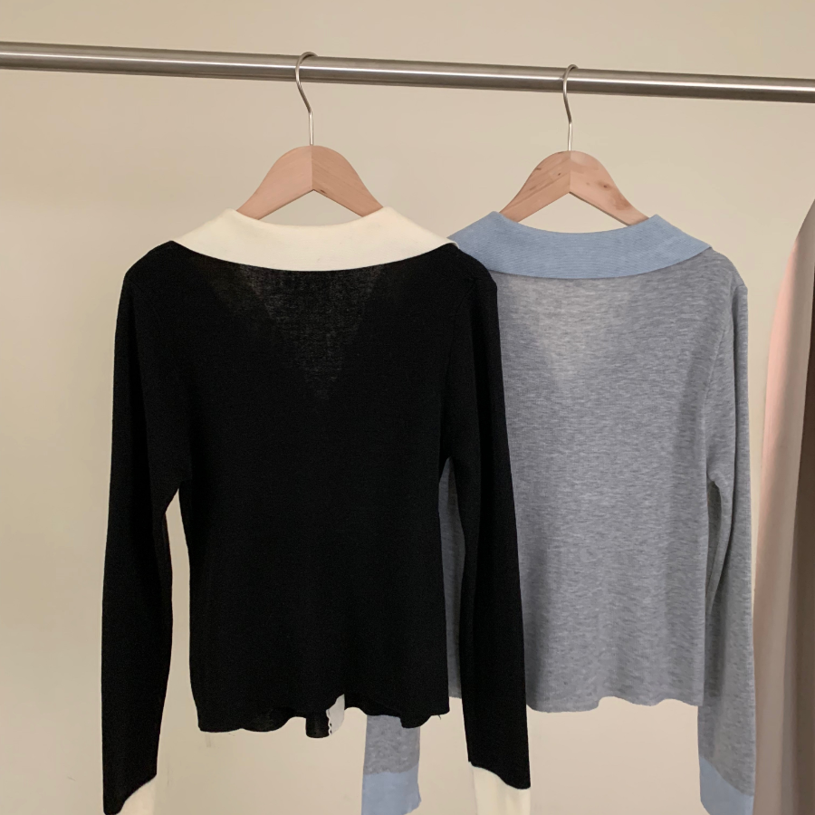 Shirt Collar Layered Cardigan