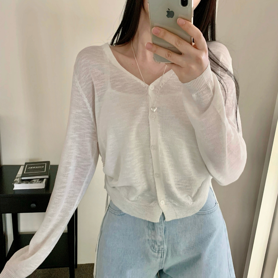 Side String Shirring Cardigan