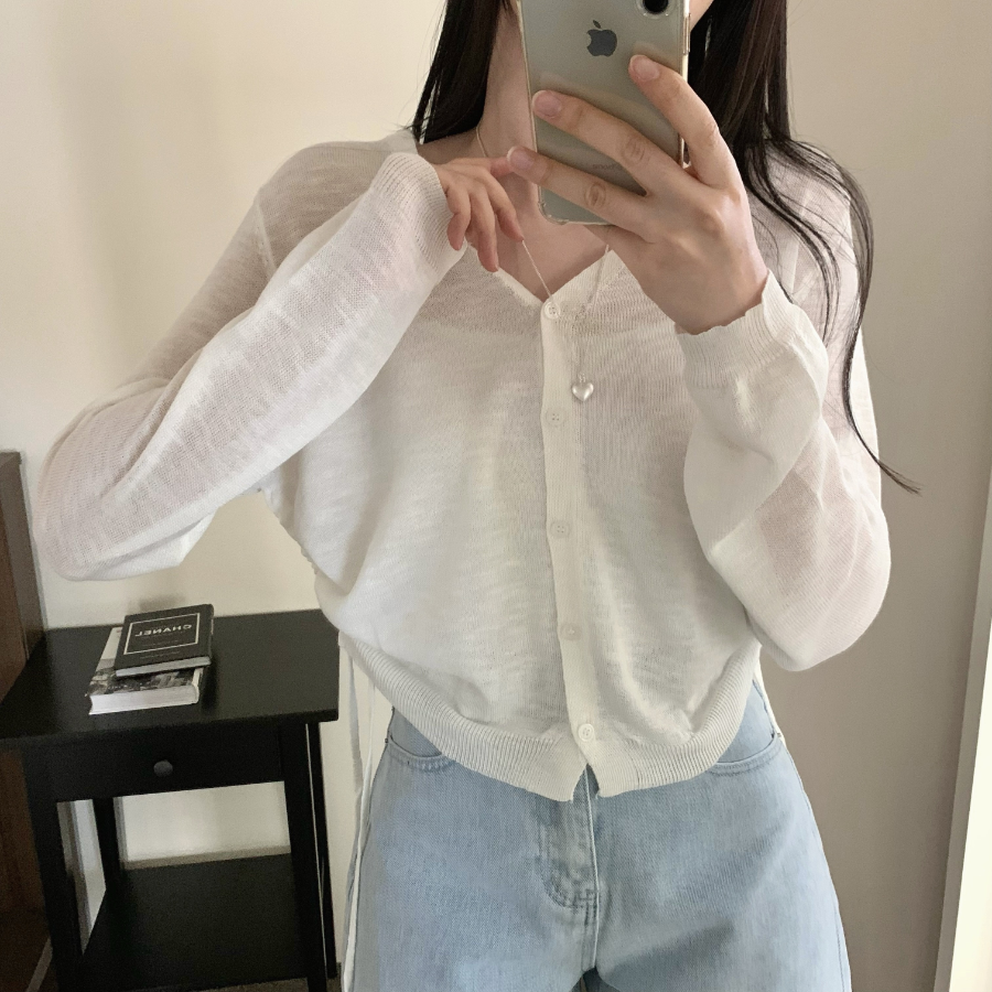 Side String Shirring Cardigan