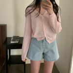 Side String Shirring Cardigan