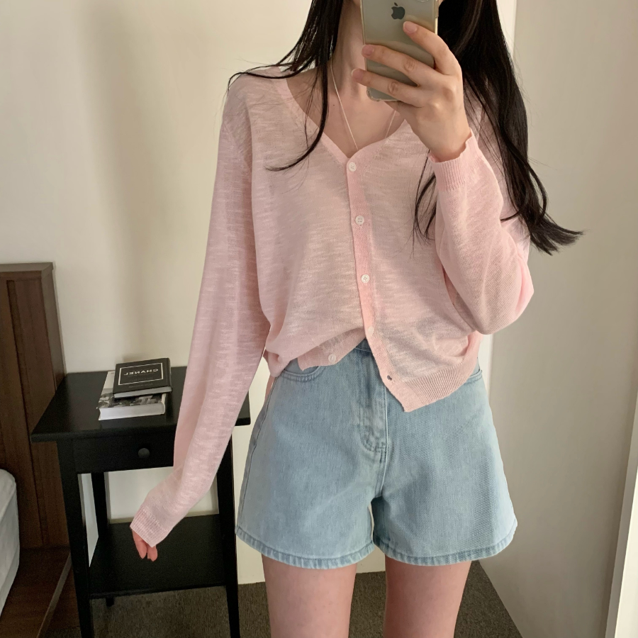 Side String Shirring Cardigan