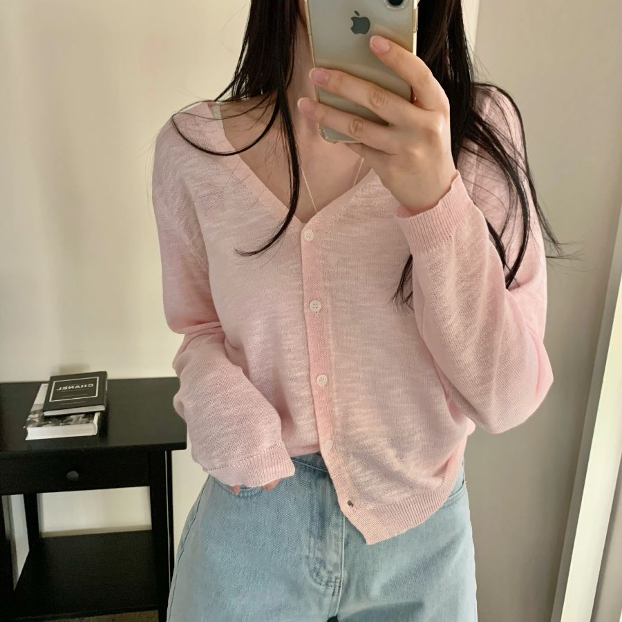 Side String Shirring Cardigan