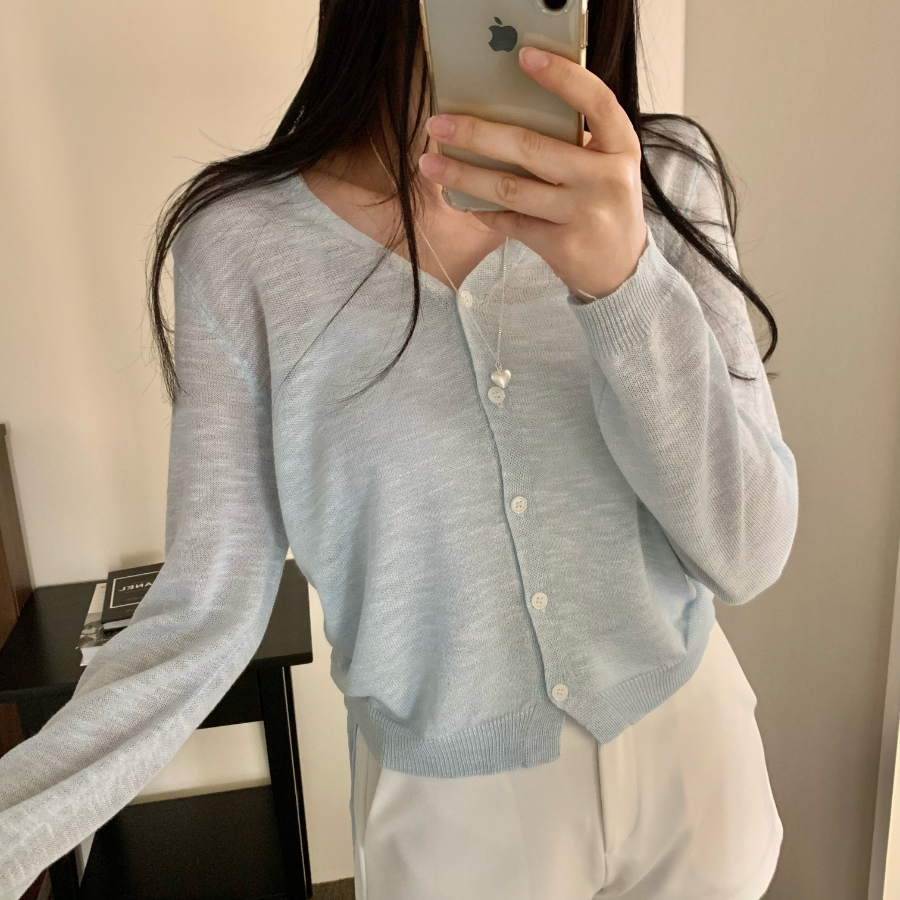 Side String Shirring Cardigan