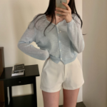 Side String Shirring Cardigan