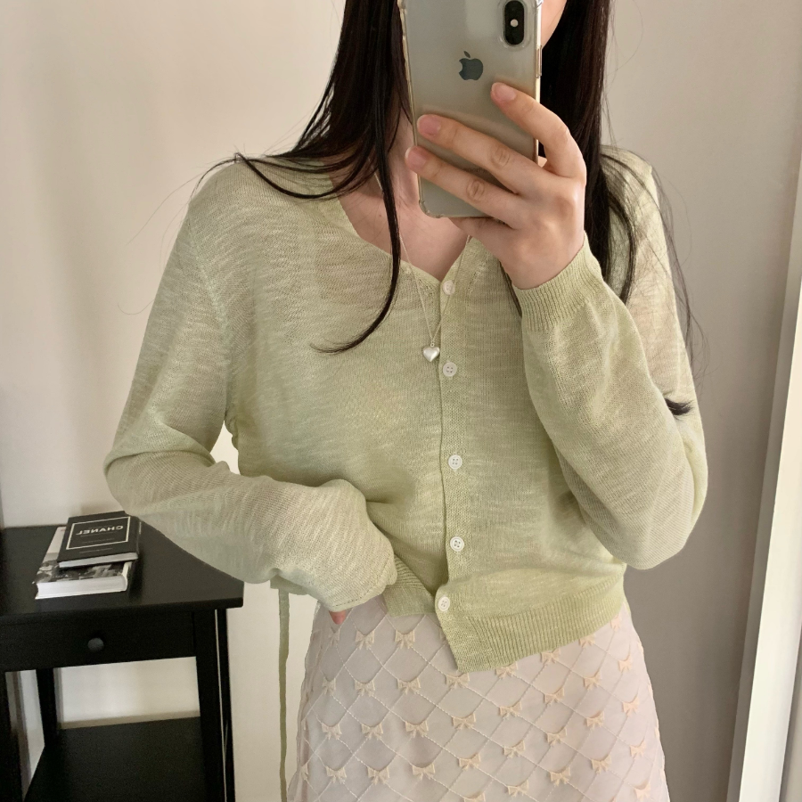 Side String Shirring Cardigan