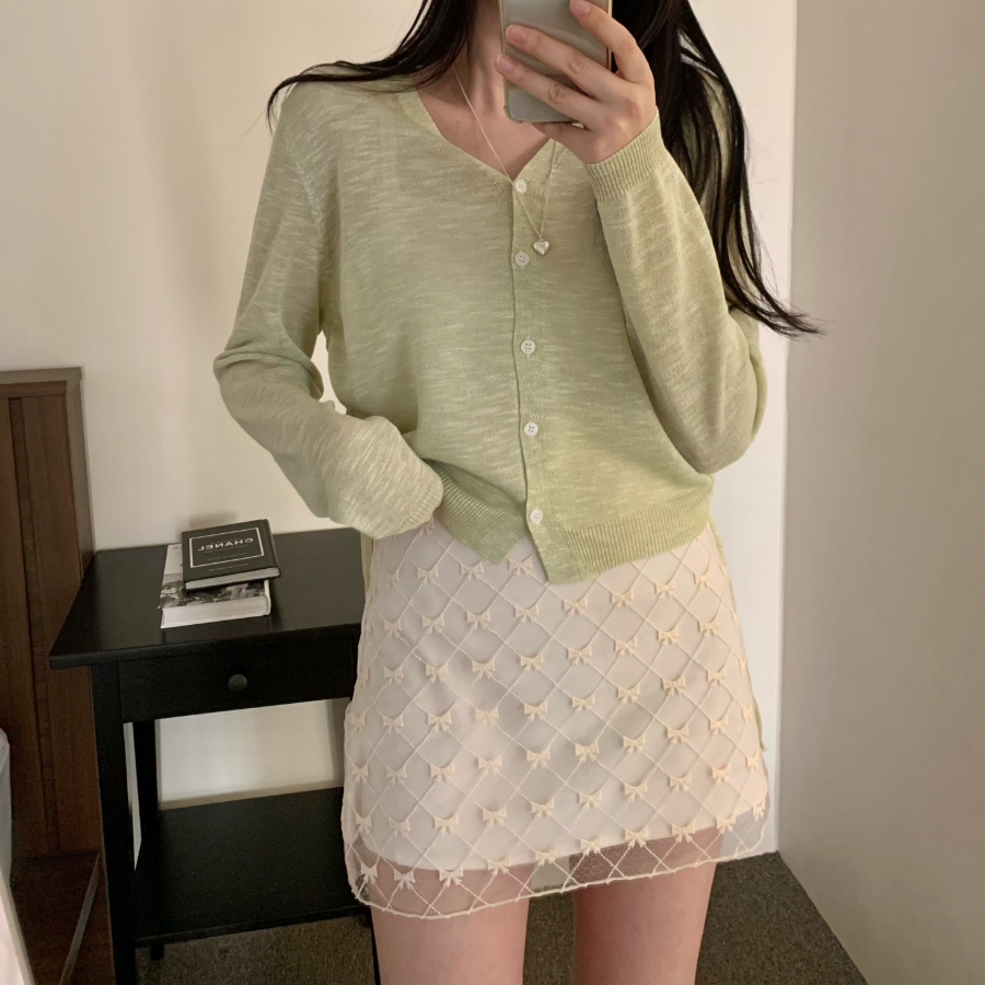 Side String Shirring Cardigan