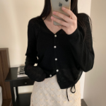 Side String Shirring Cardigan