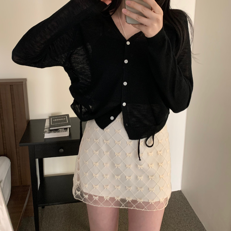 Side String Shirring Cardigan